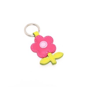 Leder Schlüsselanhänger in Blumenform Pink